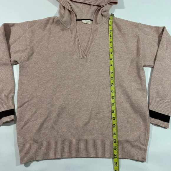 Moth Blush Pink Hooded Pullover Sweater Maroon Sleeve Cuff - Picture 4 of 5